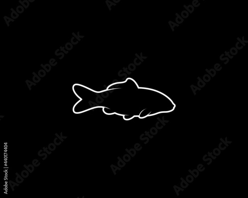 Koi Fish Silhouette. Isolated Vector Animal Template for Logo Company, Icon, Symbol etc