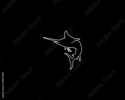 Marlin Silhouette. Isolated Vector Swordfish Animal Template for Logo Company, Icon, Symbol etc