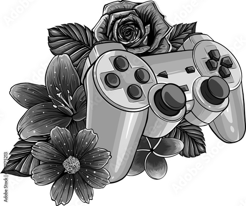 game pad with a flower for gaming vector