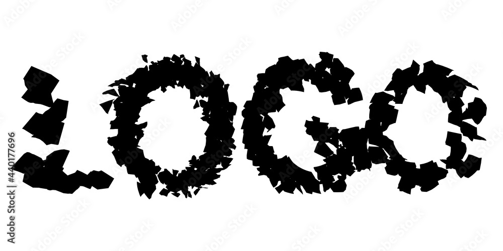 Silhouette word logo from shards on a white background. Vector illustration Silhouette word logo from shards on a white background. Vector illustration