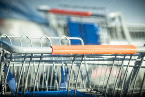 A Macro Shot Of Grocery Store Shopping Cart