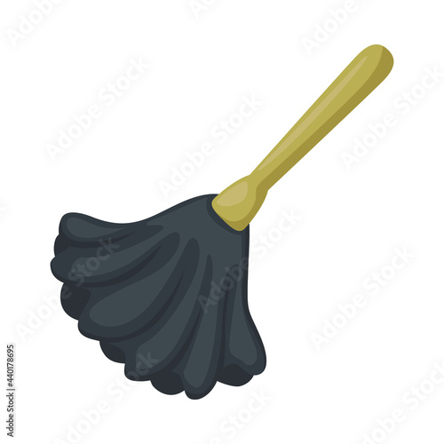 Duster Sign Emoji Icon Illustration. Small Broom Vector Symbol Emoticon Design Clip Art Sign Comic Style.
