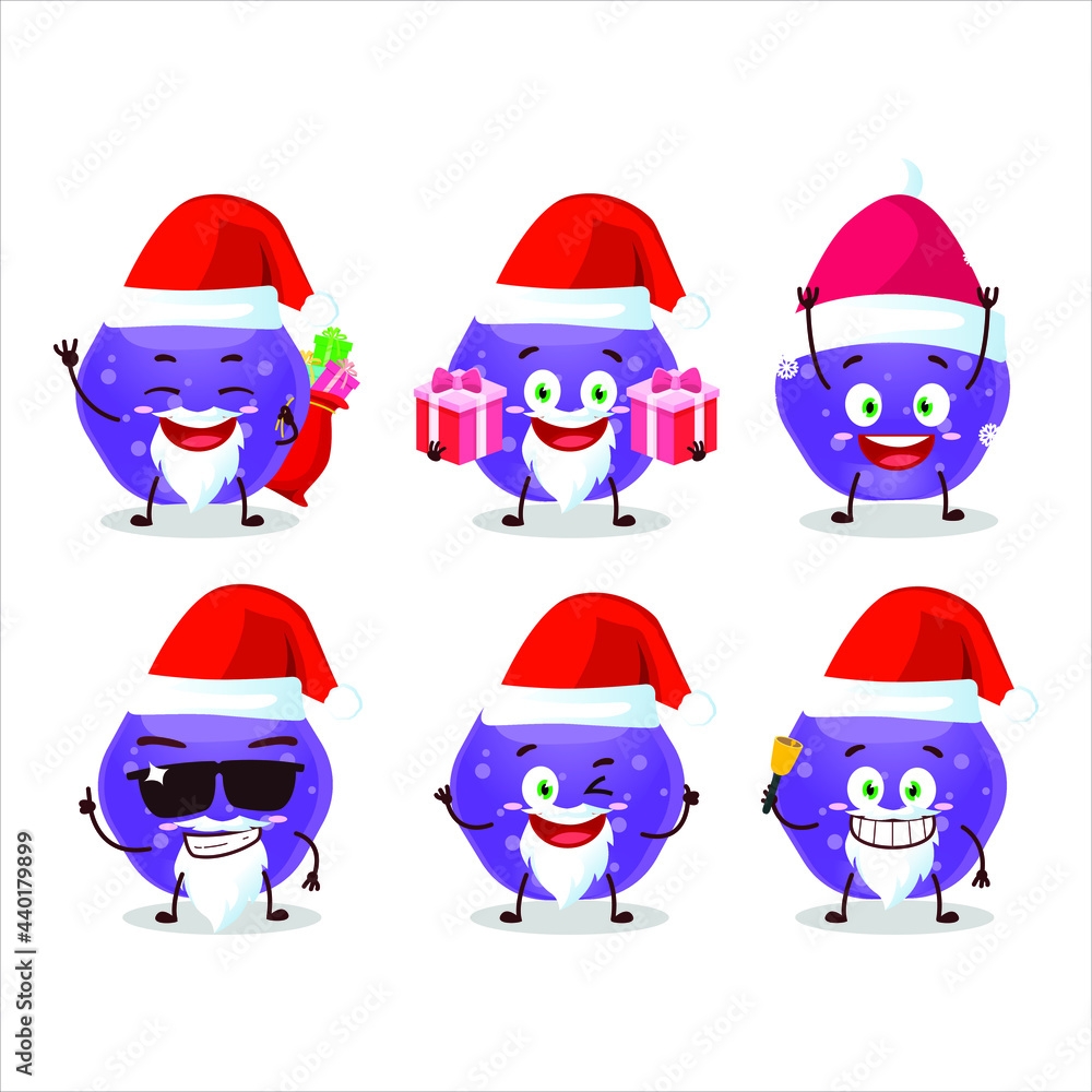 Santa Claus emoticons with jelly sweets candy purple cartoon character. Vector illustration Santa Claus emoticons with jelly sweets candy purple cartoon character. Vector illustration