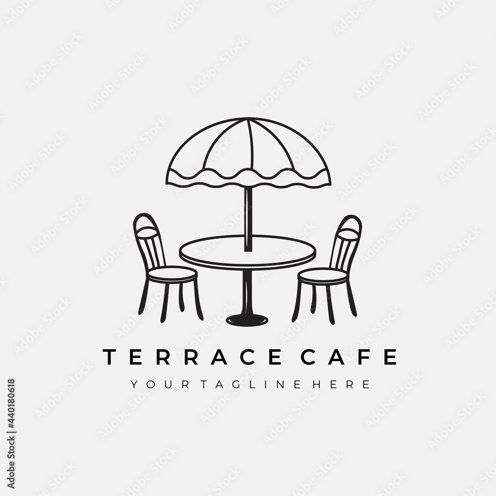 terrace cafe logo line art vector illustration design creative nature ...