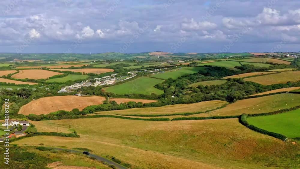Aerial View - Sweeping Panorama over the Cornish Agricultural Countryside Aerial View - Sweeping Panorama over the Cornish Agricultural Countryside