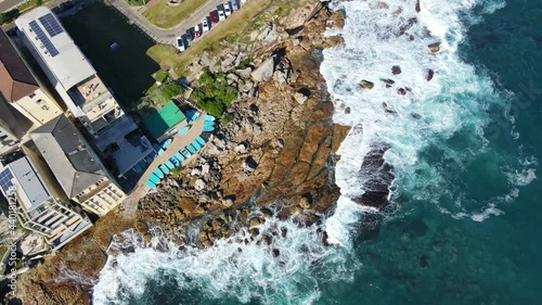 Surfing Boards And Parked Cars At Ray O'Keefe Reserve Near Sam Fiszman Park In North Bondi, New South Wales. aerial photo