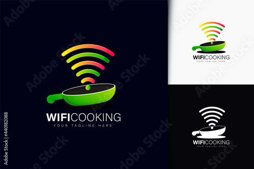 Wifi cooking logo design with gradient