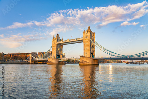 Tower Bridge in evening light London. England