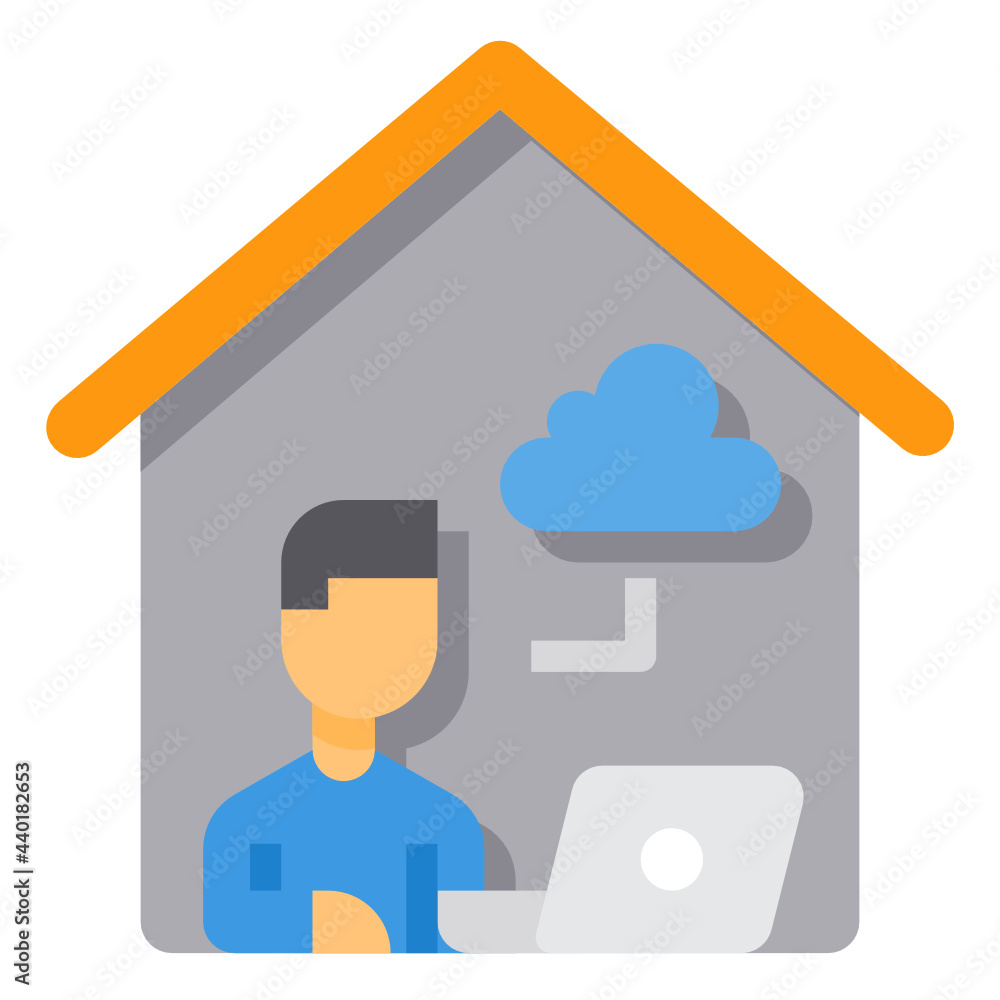 Working At Home flat icon