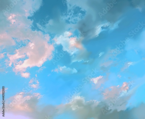Wallpaper of pink clouds in blue sky