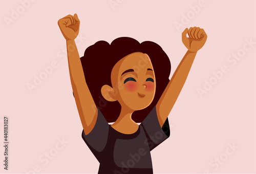 Cheerful African Teenage Girl Feeling Excitement