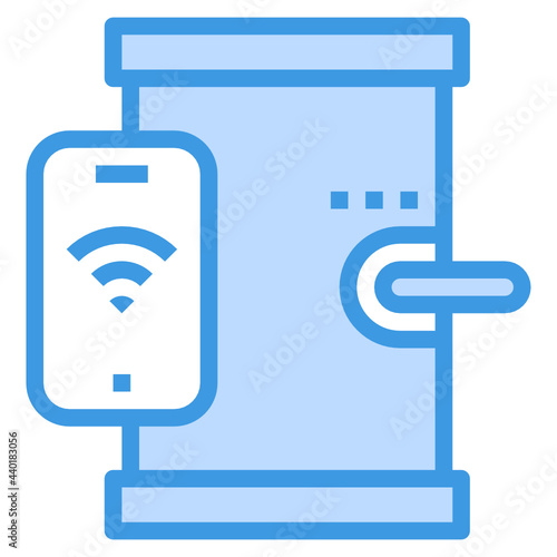 Door Lock blue outline icon