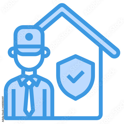 Security Guard blue outline icon