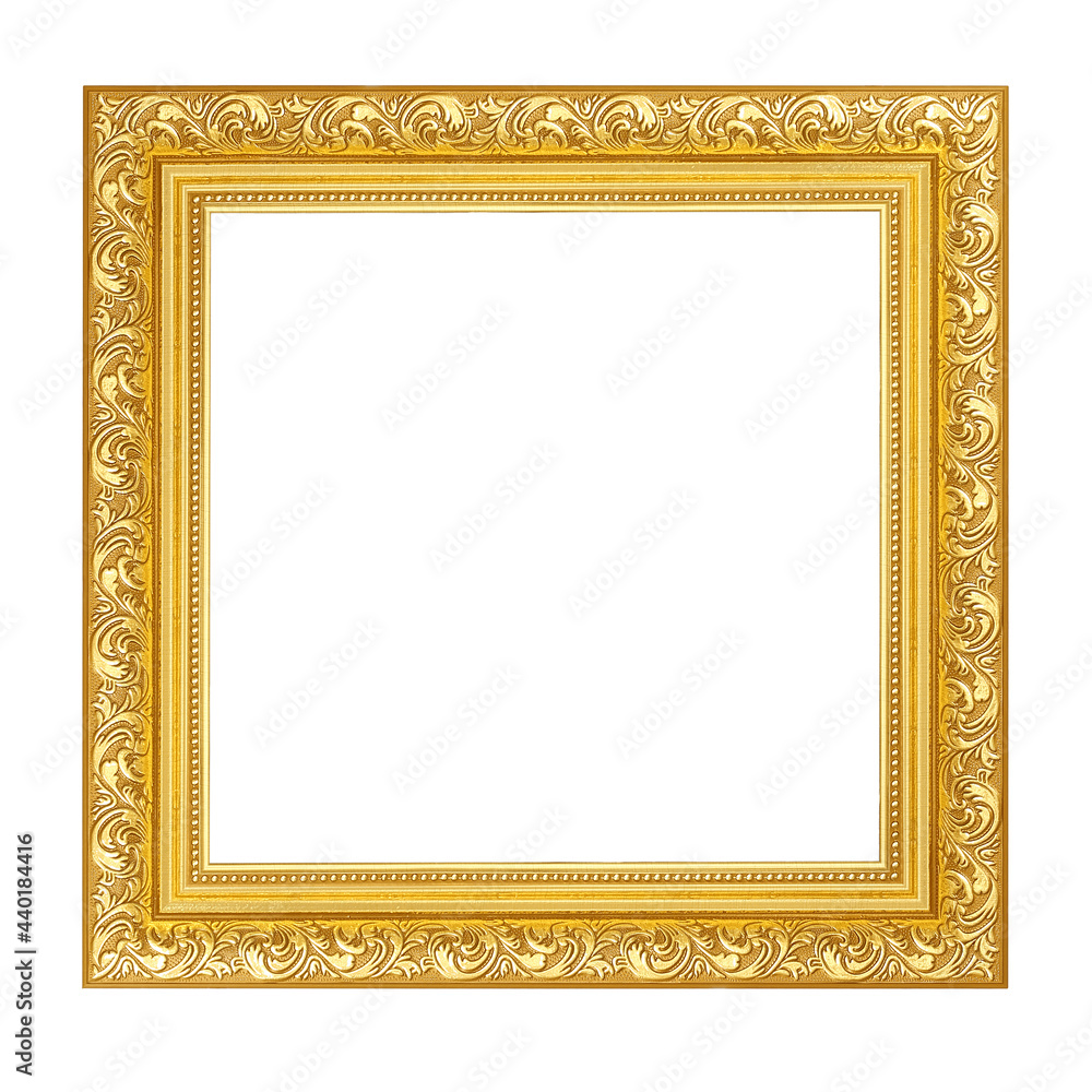 The antique gold frame isolated on the white background ,clipping path included for design. The antique gold frame isolated on the white background ,clipping path included for design.