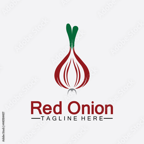 Red onion logo vector icon illustration design template