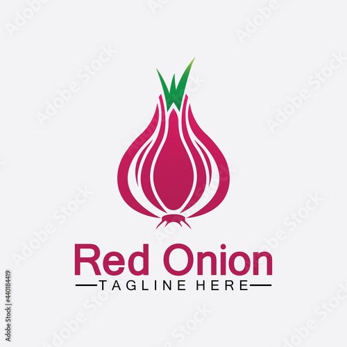 Red onion logo vector icon illustration design template
