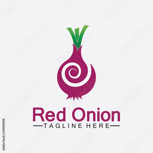 Red onion logo vector icon illustration design template