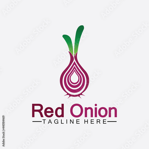 Red onion logo vector icon illustration design template