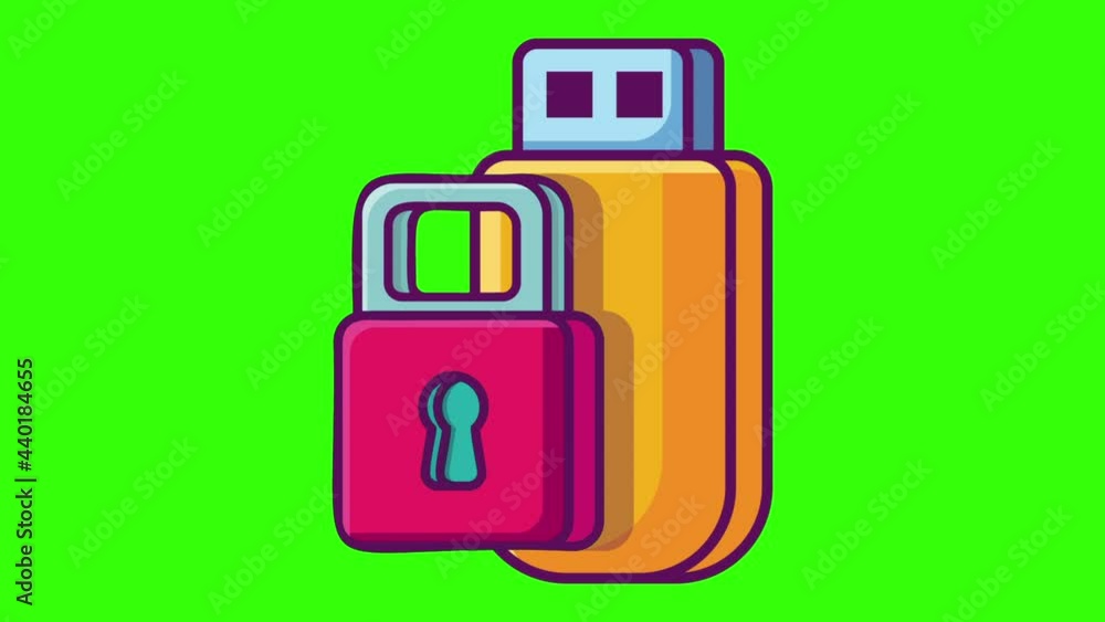 USB security concept symbol animation on the green screen background USB security concept symbol animation on the green screen background