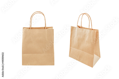 brown paper shopping bag isolated on white background ,clipping path included use for design.
