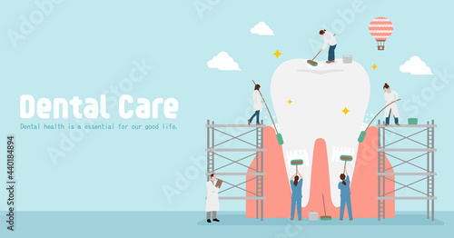 Dental health care concept vector banner illustration