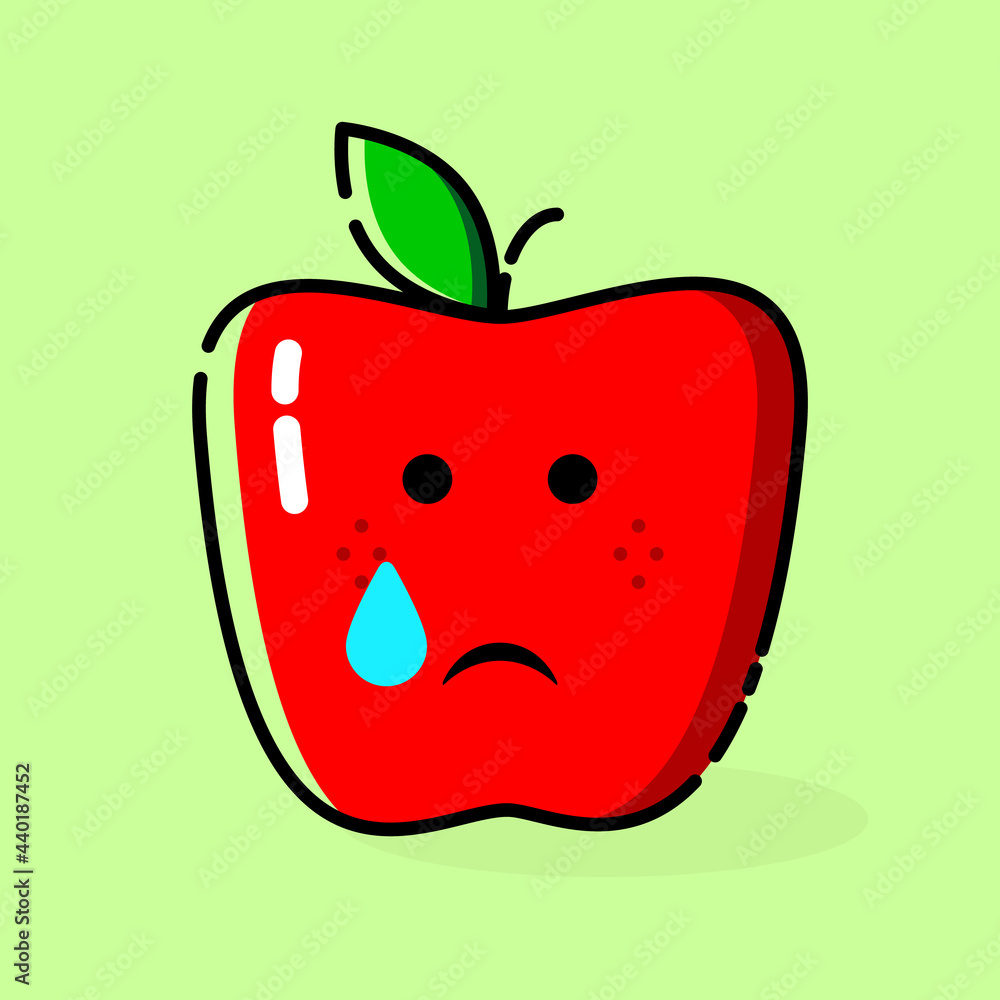 cute red apple emoticon illustration. moody expression. Fruit character icon. Sad emoji. For logo,icon,symbol and sign cute red apple emoticon illustration. moody expression. Fruit character icon. Sad emoji. For logo,icon,symbol and sign
