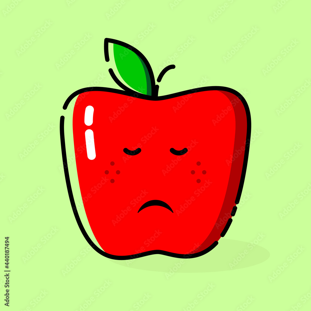 cute red apple emoticon illustration. moody expression.fruit icon cute red apple emoticon illustration. moody expression.fruit icon