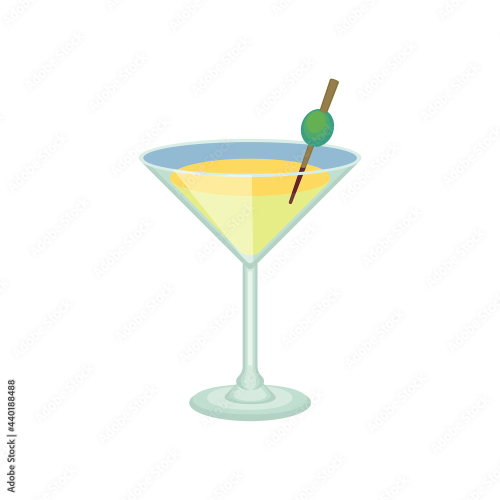 glass cocktail in an elegant cup isolated on white background. continuous line drawing doodle minimalist design