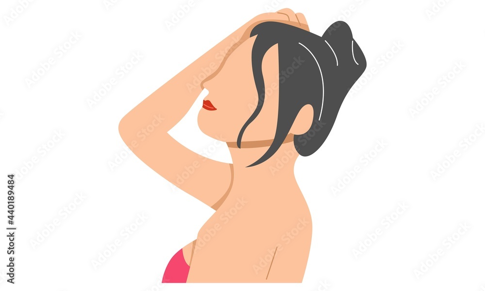 Beautiful young girl model for design. Fashion, style, youth, fitness, sports, beauty. Graphic, sketch, drawing. Sexy body