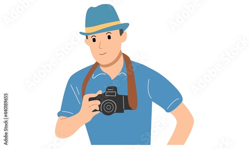 Man holding a digital camera