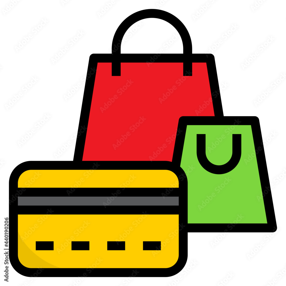 Credit card bag color line style icon Credit card bag color line style icon