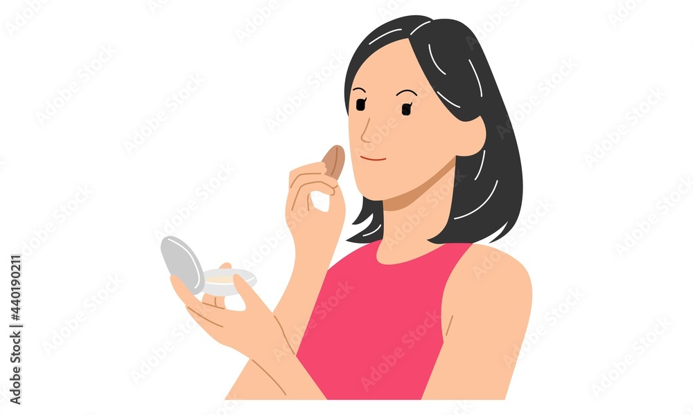 Woman make up her face with blush and brush Woman make up her face with blush and brush