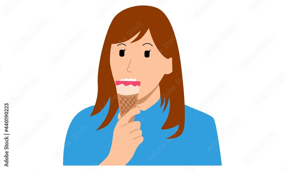 Girl eating delicious chocolate cone ice-cream Girl eating delicious chocolate cone ice-cream