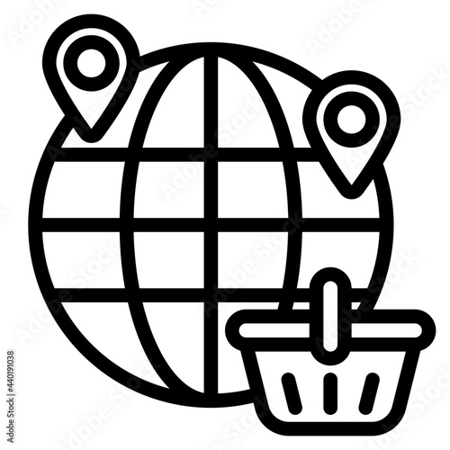 Shopping location outline style icon
