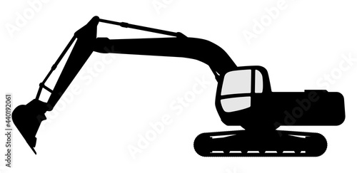 The silhouette of the excavate on a white background.