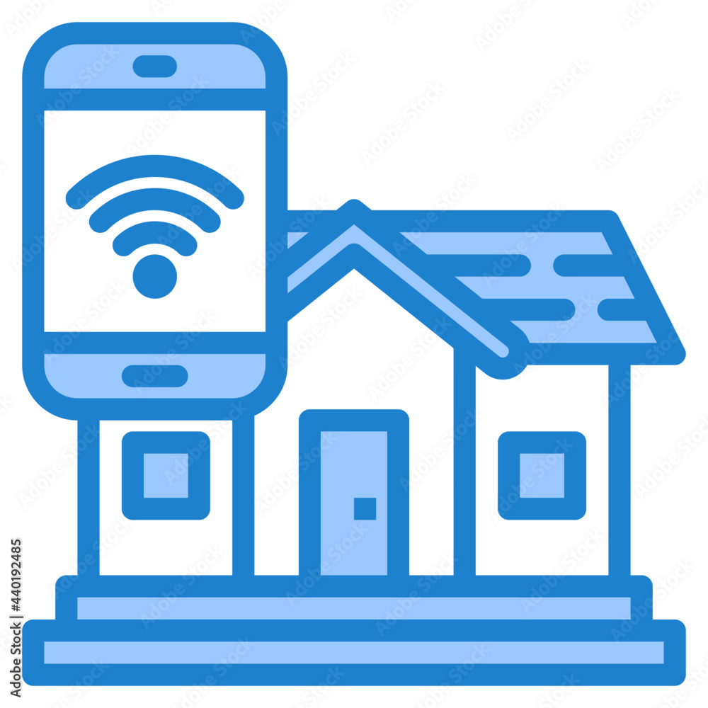 Smart home control blue style icon Smart home control blue style icon