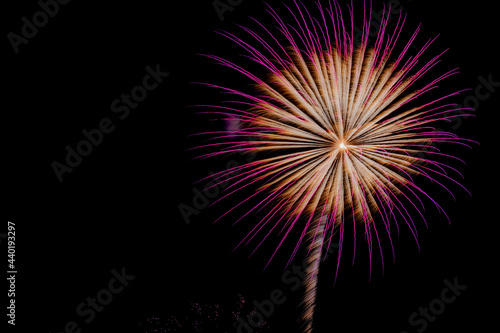 Fireworks in night sky  to celebrate a holiday  seasonal or special event.