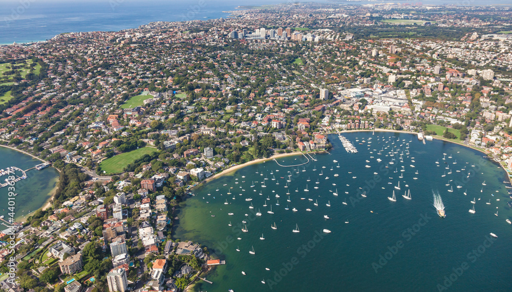 Double Bay - Sydney NSW Australia - Aerial view of Sydney Harbour and surrounding residential area