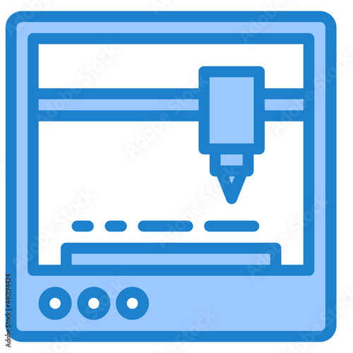 3D printer blue style icon