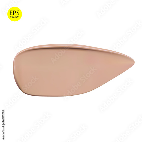 Highly realistic smear of beige foundation of cosmetic product, isolated on white background.