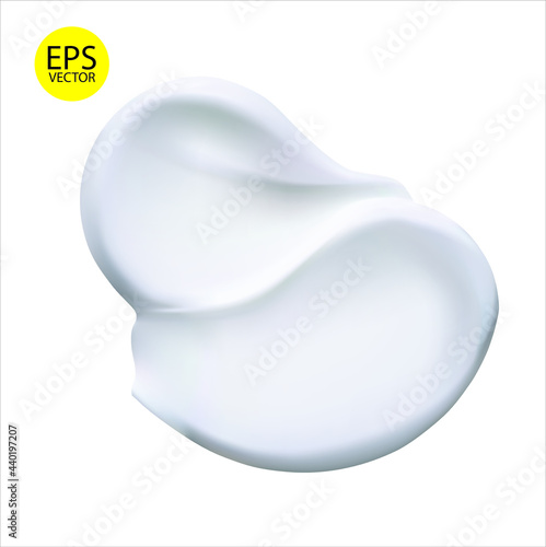 Highly realistic White smear of cosmetic cream or white acrylic paint isolated on white background. 