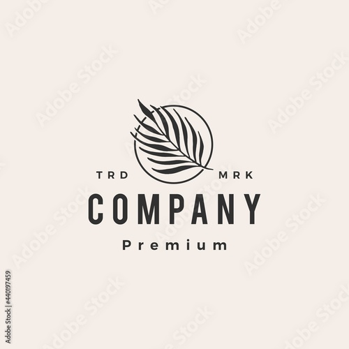 areca leaf hipster vintage logo vector icon illustration