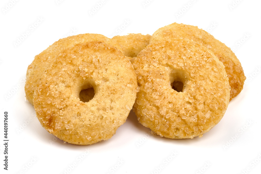 Shortbread cookies with sugar, isolated on white background. High resolution image.