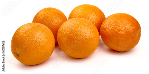 Fresh oranges, isolated on white background. High resolution image.