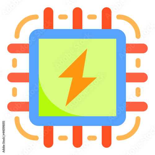 Processing power flat style icon