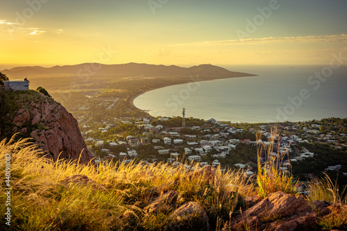 Panoramic aerial view of Townsville coastline at sunset, Queensland, Australia photo