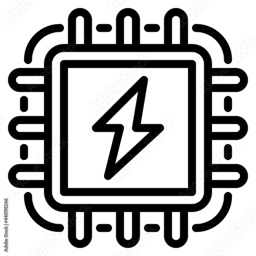 Processing power outline style icon