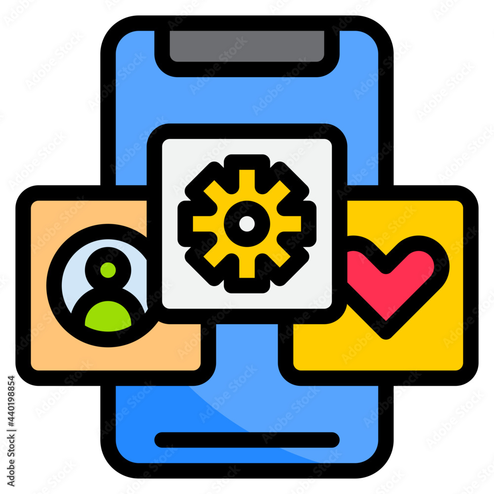 Mobile application color line style icon Mobile application color line style icon