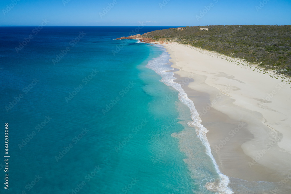 Aerial view along Bunker Bay Beach, Dunsborough, Western Australia Aerial view along Bunker Bay Beach, Dunsborough, Western Australia