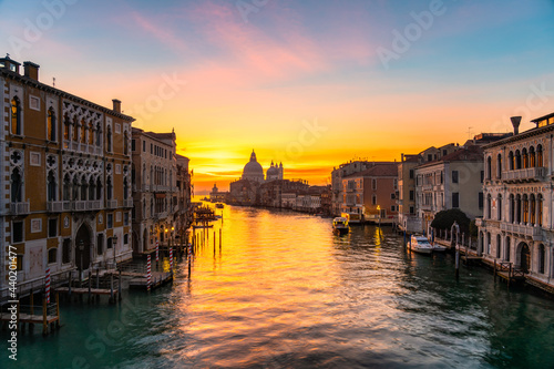 Grand Canal and Basilica Santa Maria della Salute at sunrise in Venice. Italy © Pawel Pajor